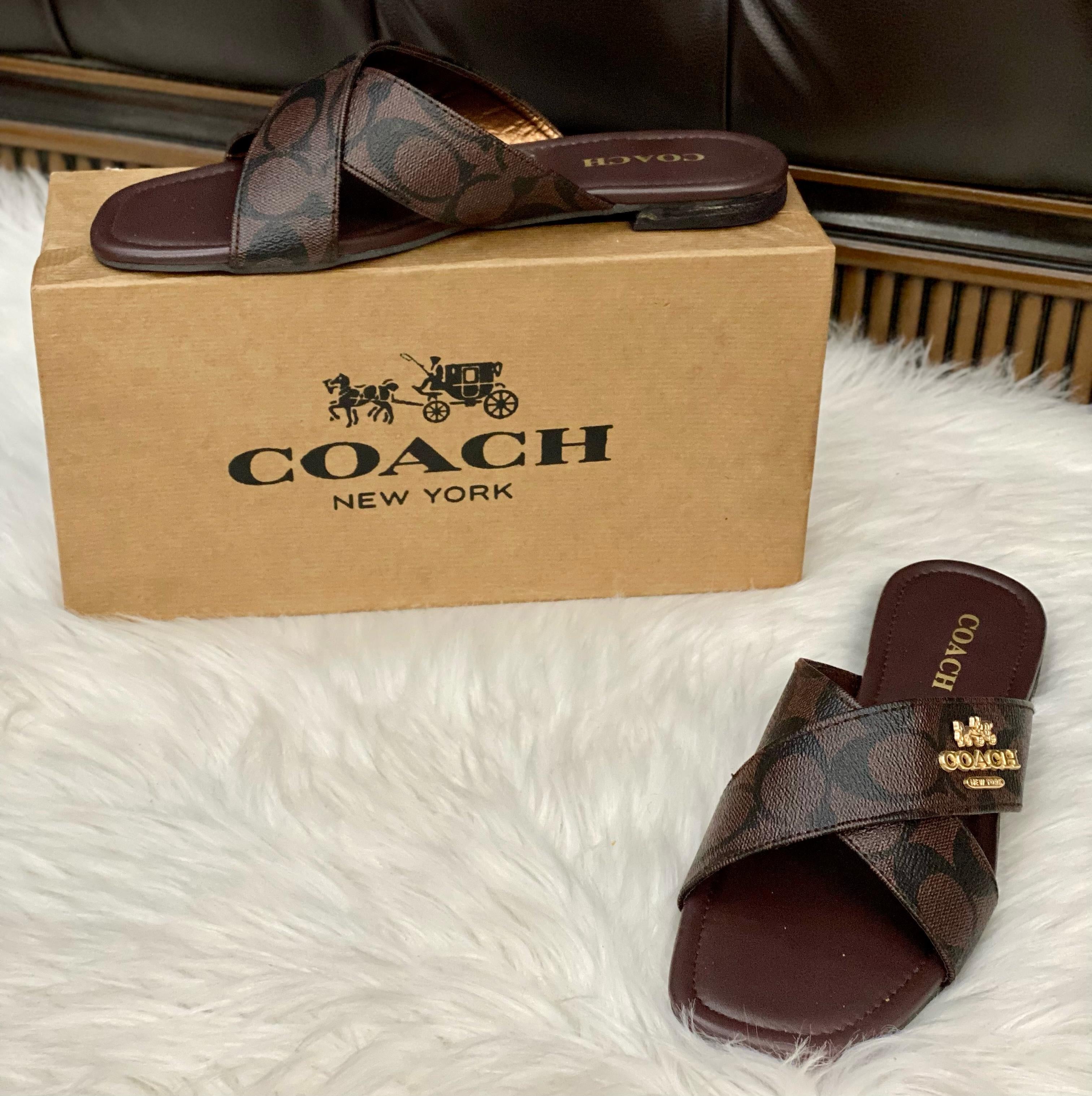 Coach Leather Cross Sandals